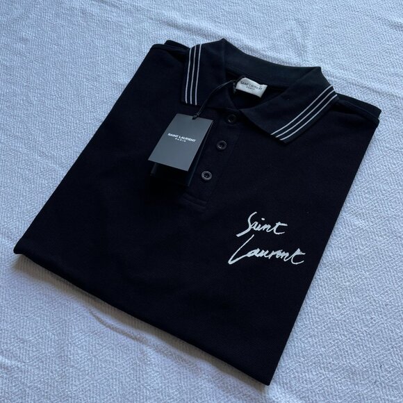 Saint Laurent Men New Casual Polo Shirt Small Black Color - Picture 3 of 5
